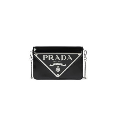 PRADA WOMEN'S BLACK MINI LEATHER CROSSBODY BAG 1BH189 (17*9.5*3.5cm) 